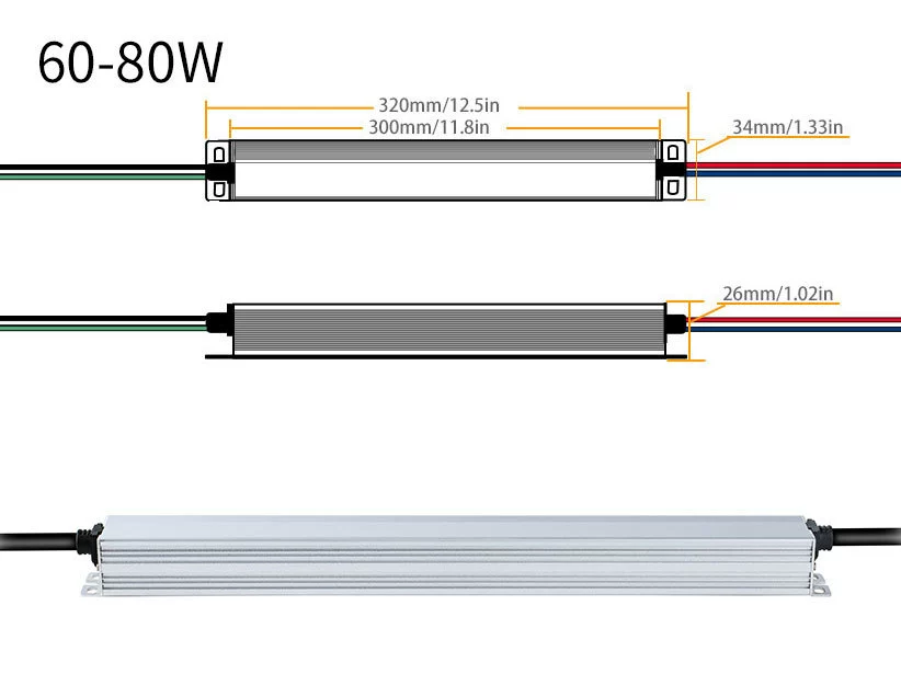 30-100W五合一防水調(diào)光電源0-10V 12V/24/36V/48V